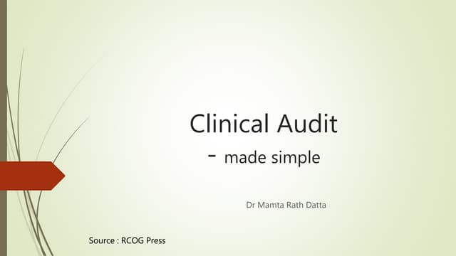 THE CLINICAL AUDIT REPORT FORMAT By Dr.Mahboob Khan Phd | PDF