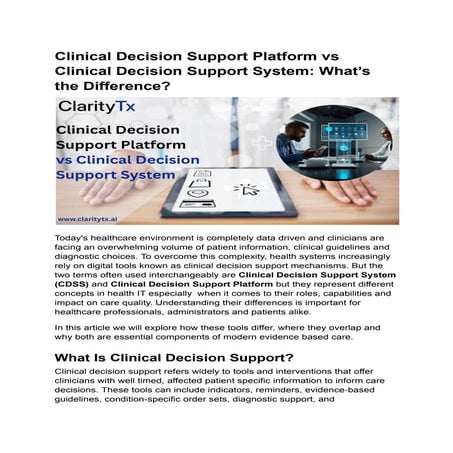 Clinical decision support systems | PPTX