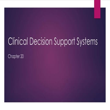 Clinical decision support systems