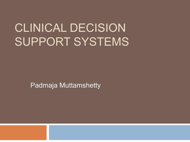 Clinical decision support systems