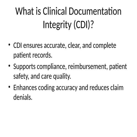 What is Clinical Documentation Integrity (CDI)?
