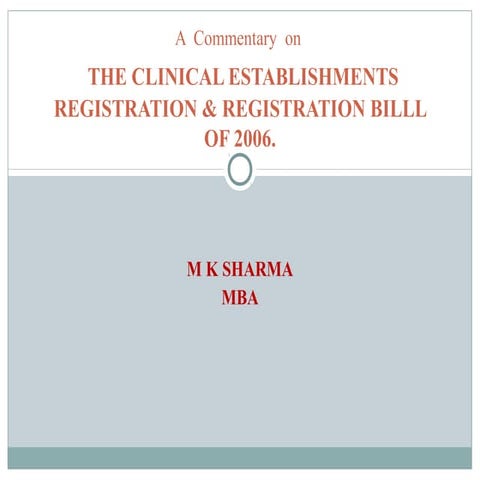 Clinical Establishment Bill 2006 of Rajasthan
