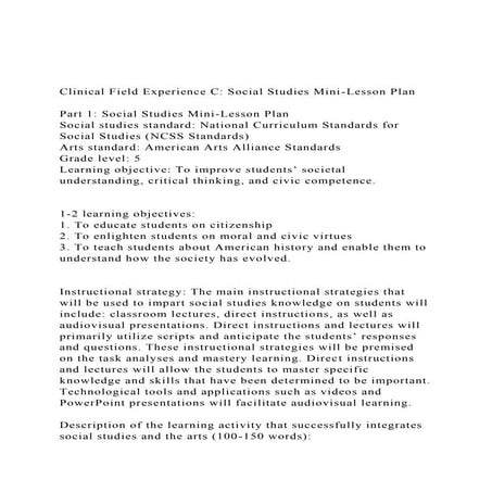 Clinical Field Experience C Social Studies Mini-Lesson Plan.docx