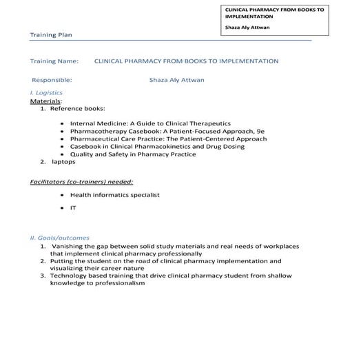 Clinical pharmacy from books to implementation | PDF