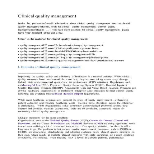 Clinical quality management | DOCX