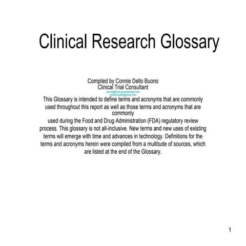 Clinical Research Glossary