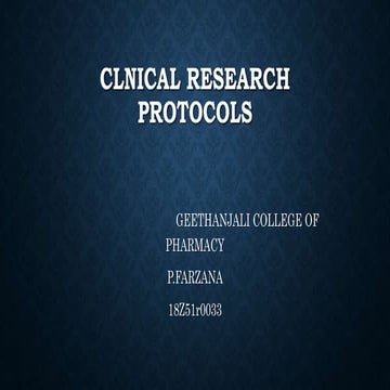 Clinical research protocols