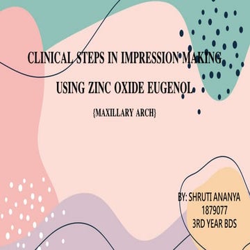 Clinical steps in impression making using ZOE {maxillary cast}