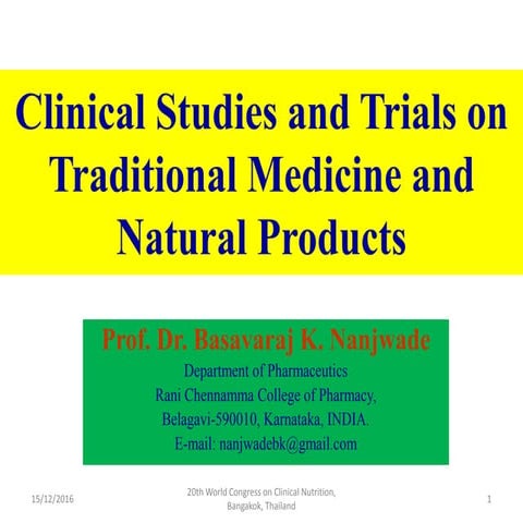 Clinical studies and trials on traditional medicine and natural products