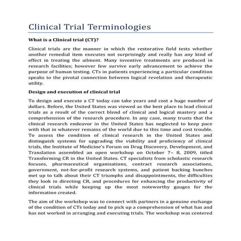Clinical trial terminology
