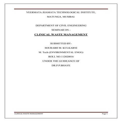 Clinical Waste Management