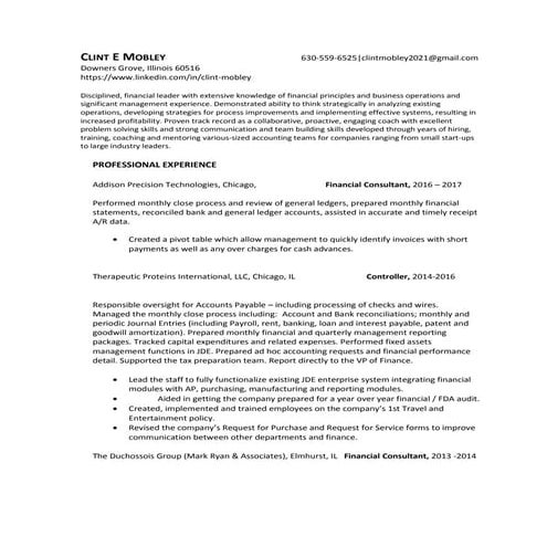 Clint E Mobley resume