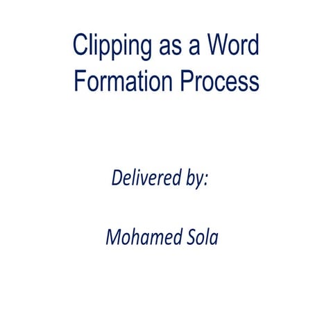 Clipping as Word Formation Process