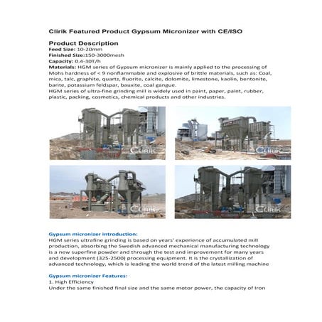 Clirik featured product gypsum micronizer with ceiso