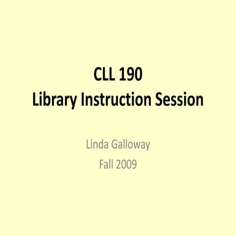 Library Resources for CLL 190