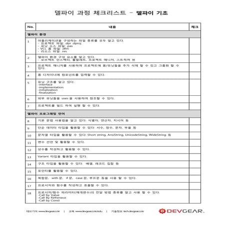 델파이 기초 - 체크리스트