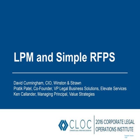CLOC Legal Project Management and Simple RFPs
