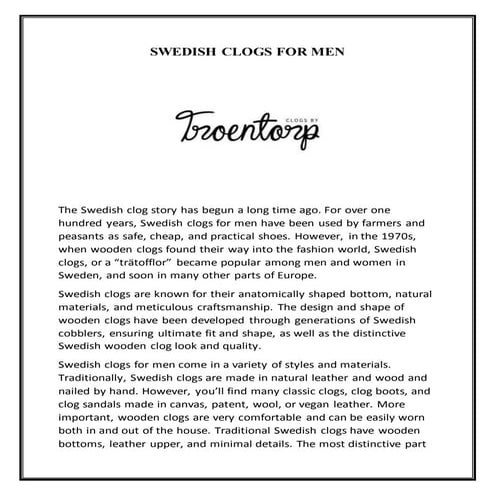 SWEDISH CLOGS FOR MEN