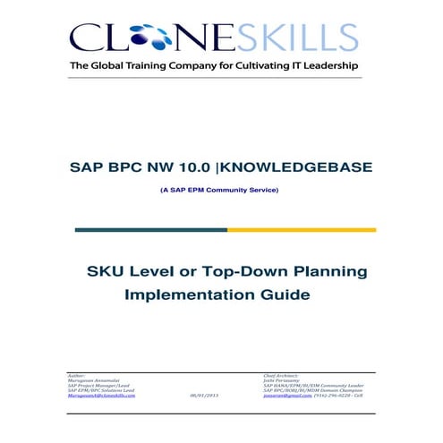 SAP BPC NW 10.0 SKU Level Planning