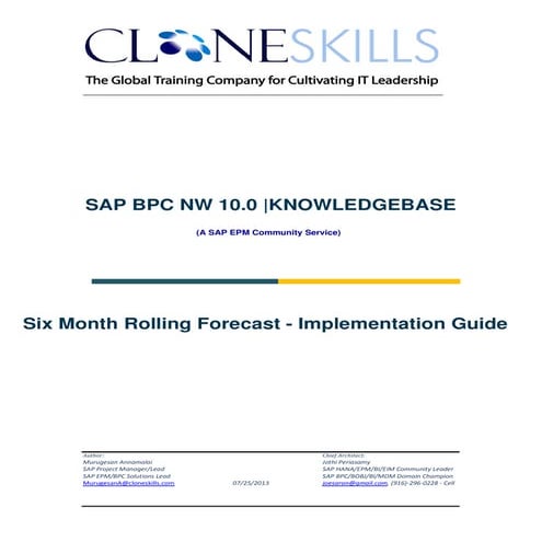 SAP BPC NW 10.0 Rolling Forecast