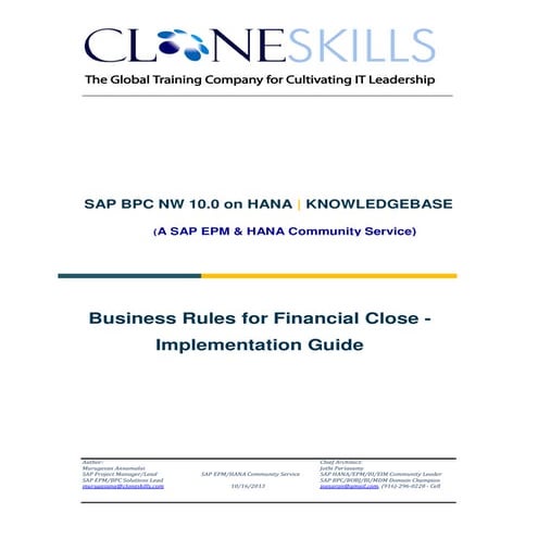 SAP BPC NW 10.0 on HANA - Consolidation Business Rules- Implementation Guide