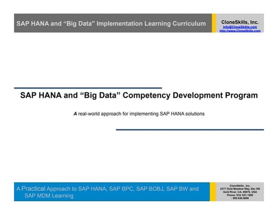 New Batch Starting Soon! SAP HANA and “Big Data” Competency Development Program 