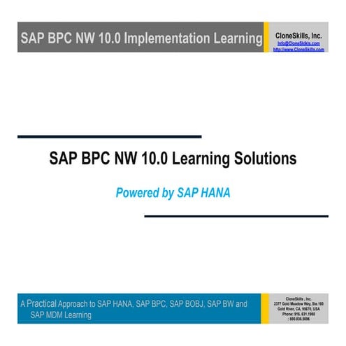 SAP BPC NW 10.0 Learning Solutions Powered by SAP HANA