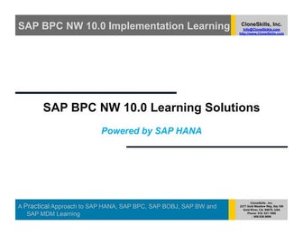 SAP BPC NW 10.0 Learning Solutions Powered by SAP HANA