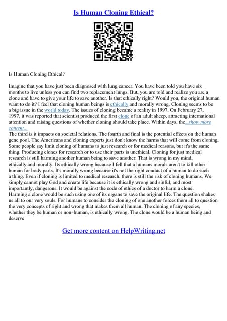 bioethics human cloning pros and cons ppt | PPTX