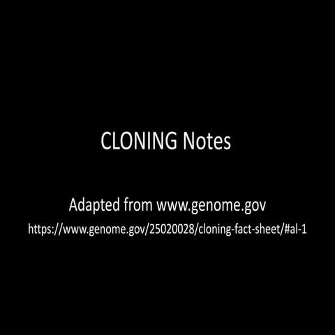 Cloning Notes