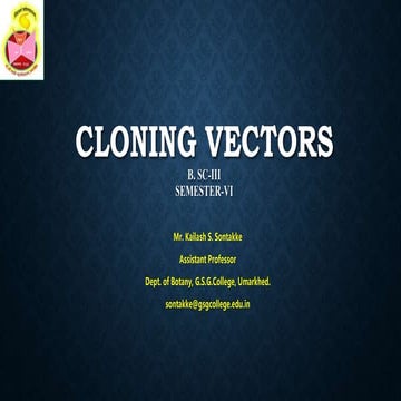 Cloning vectors by Kailash Sontakke