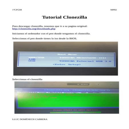 Tutorial clonación con clonezilla | PDF