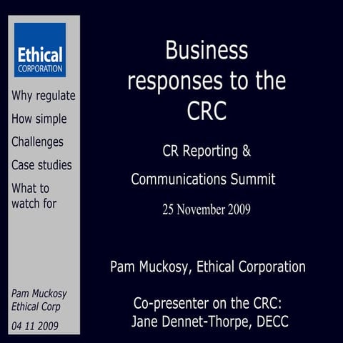 Ethical Corp presentation - Close Up On The CRC