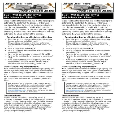 Close and critical reading bookmarks june 2010