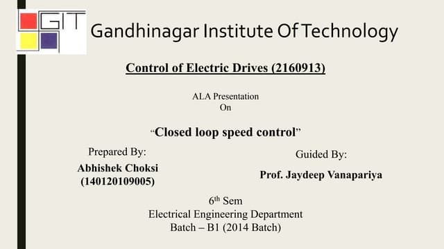 Closed loop speed control
