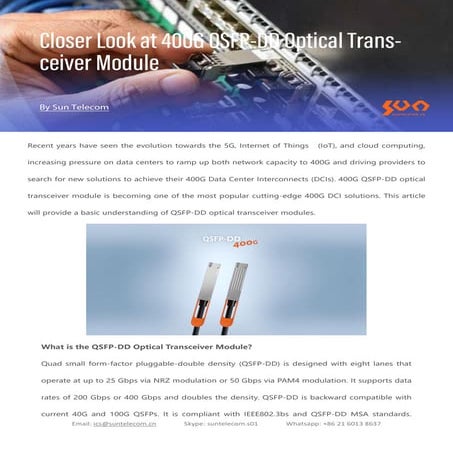 Closer Look at 400G QSFP-DD Optical Transceiver Module