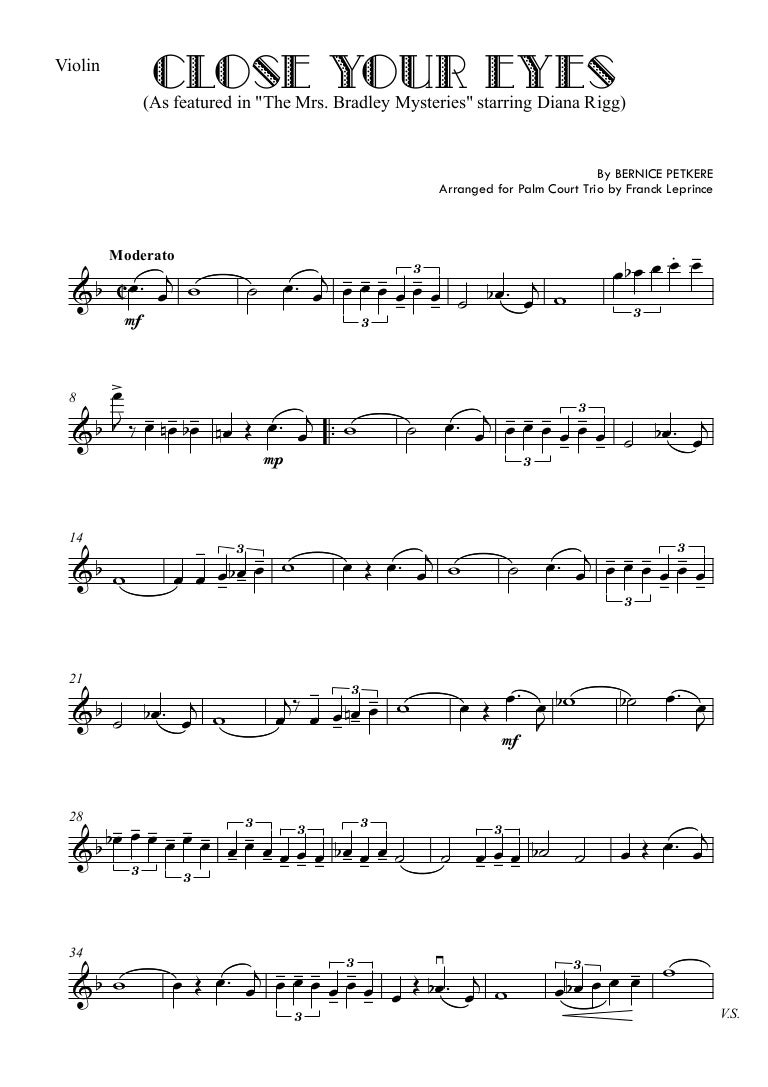 Close Your Eyes From The Mrs Bradley Mysteries Pct Violin