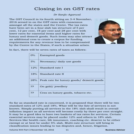 Closing in on GST rates - Dr Sanjiv Agarwal