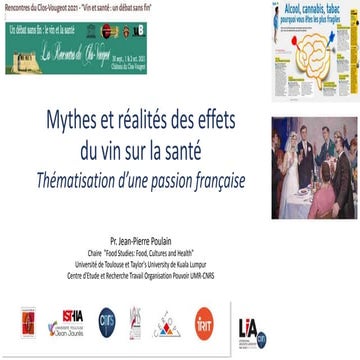 Mythes et réalités des effets  du vin sur la santé  Thématisation d’une passi...