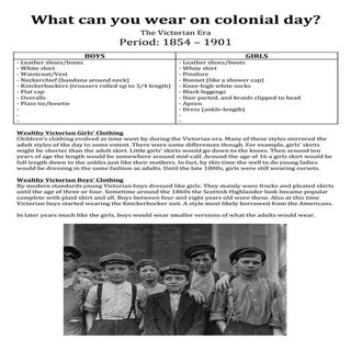 Colonial Day Clothing Ideas