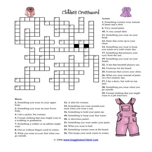 crossword Clothing crosswordhard
