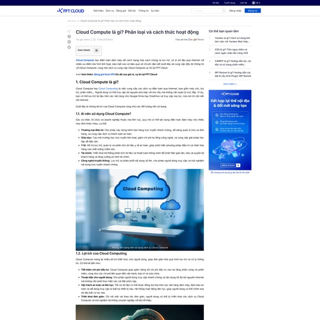 Cloud Compute là gì? Phân loại và cách thức hoạt động của Điện Toán Đám Mây