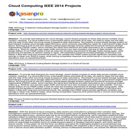 Cloud Computing IEEE 2014 Projects