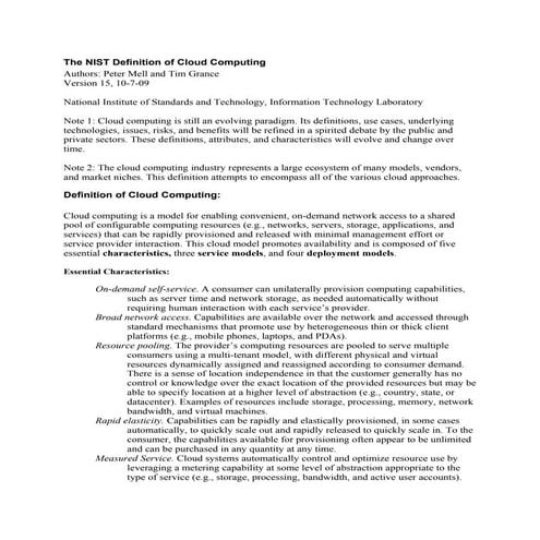 NIST Definition of Cloud Computing v15