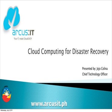 Cloud Computing for Disaster Recovery