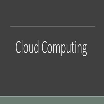 Cloud Computing (Remote Computing)