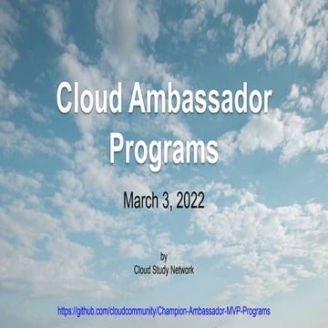 Cloud Ambassador Programs