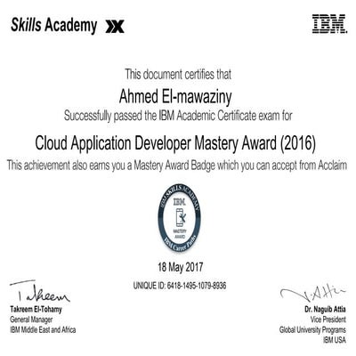 Cloud application developer mastery award certificate | PDF