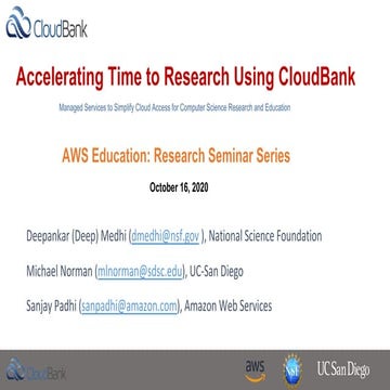Accelerating Time to Research Using CloudBank