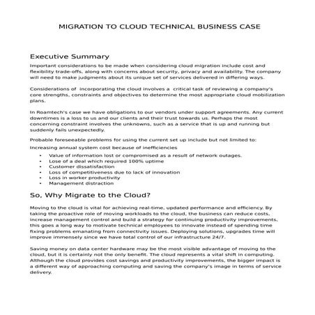 Cloud business case